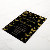Butterflies Boho Black Gold Folie Wedding Uitnodiging (Gedraaid)