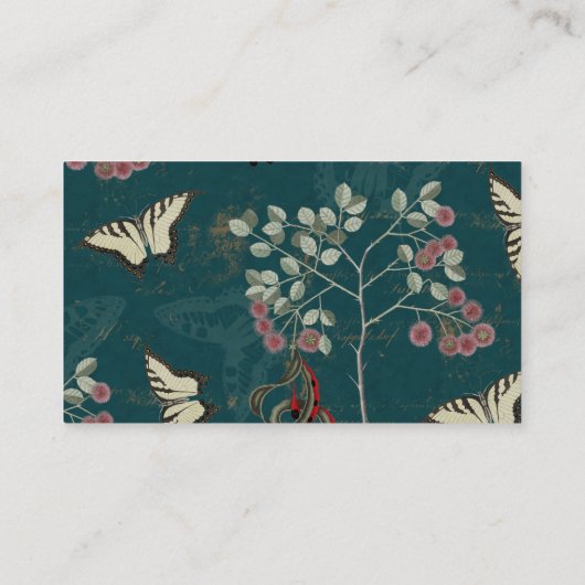 Butterflies Botanische  Donkergroene elant Visitekaartje (Achterkant)