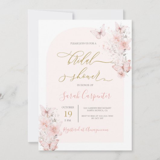 Butterflies Bridal Shower Invitation Kaart (Voorkant)