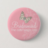 Butterflies Bridesmaid roze trouwpin / knop Ronde Button 5,7 Cm (Voorkant)