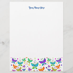  Butterflies Bright Colour Boho Letterhead Briefhoofd
