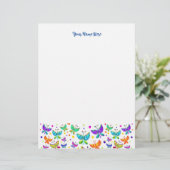 Butterflies Bright Colour Boho Letterhead Briefhoofd (Staand voorkant)