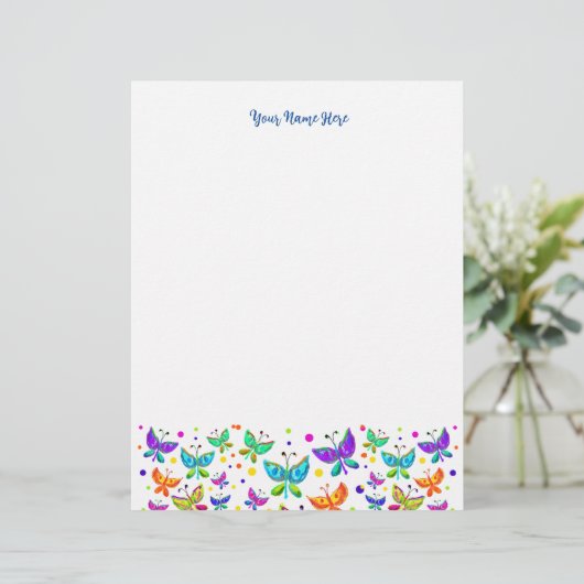  Butterflies Bright Colour Boho Letterhead Briefhoofd (Staand voorkant)