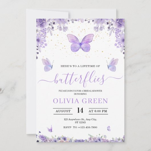 Butterflies Bruids Douche Uitnodiging Bruids Brunc (Voorkant)