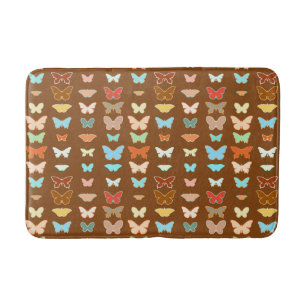 Butterflies, bruin, turquoise en koraal badmat