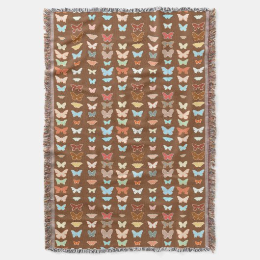 Butterflies, bruin, turquoise en koraal deken (Voorkant Verticaal)
