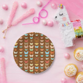 Butterflies, bruin, turquoise en koraal papieren bordje (Feest)