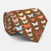 Butterflies, bruin, turquoise en koraal stropdas (Opgerold)
