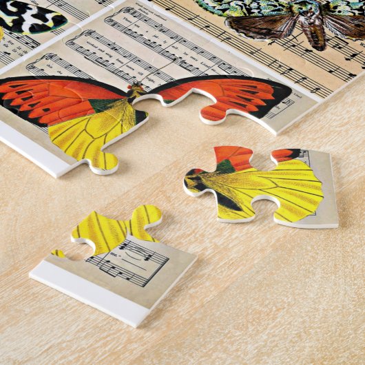 Butterflies bugs Blad Muziek Ephemera Art Legpuzzel (Zijkant)