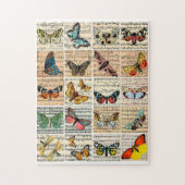 Butterflies bugs Blad Muziek Ephemera Art Legpuzzel (Verticaal)