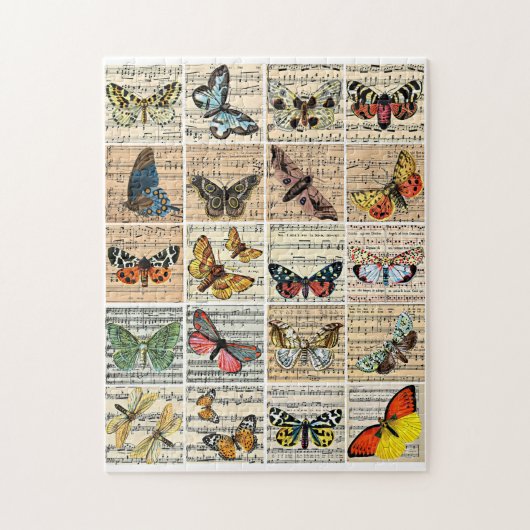 Butterflies bugs Blad Muziek  Ephemera Art Legpuzzel (Verticaal)