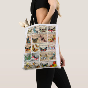 Butterflies bugs Blad Muziek  Ephemera Art Tote Bag