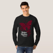 Butterflies & Burgundy Ribbon Multiple Myeloma Awa T-shirt (Voorkant volledig)