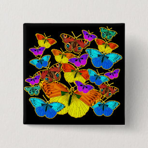 Butterflies. Butterflies.  Knoop Vierkante Button 5,1 Cm
