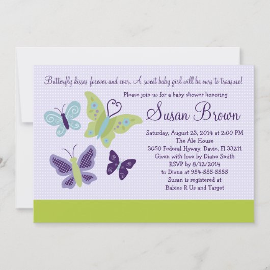  Butterflies Butterfly Baby shower Invite Kaart (Voorkant)