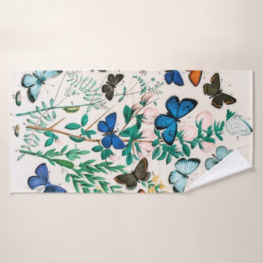 Butterflies, Caterpilars van William Forsell Kirby Badhanddoek (Badhanddoek)