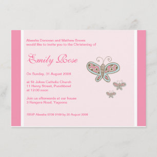 Butterflies Christening Invitations Kaart