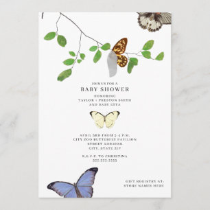 Butterflies Chrysalis Baby shower Kaart