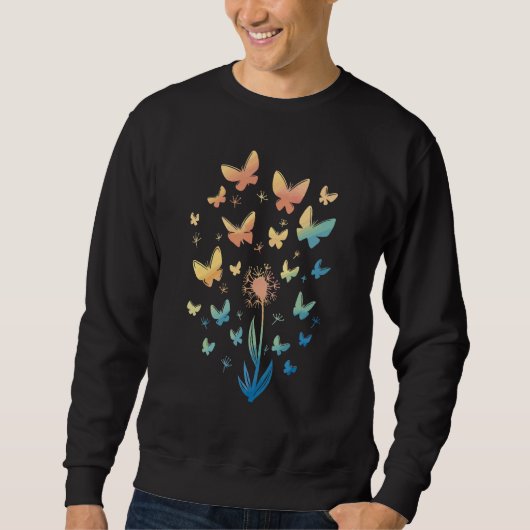 Butterflies Colorful Dandelion Print Animal Trui (Voorkant)