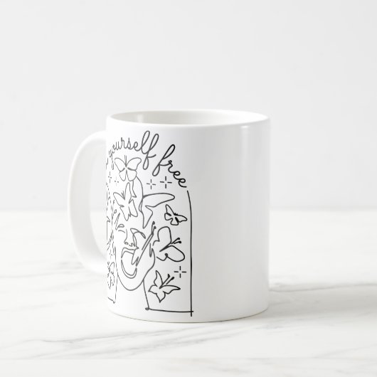 BUTTERFLIES CONTINUEUZE LIJN VRIJ VASTGESTELD KOFFIEMOK (Voorkant links)