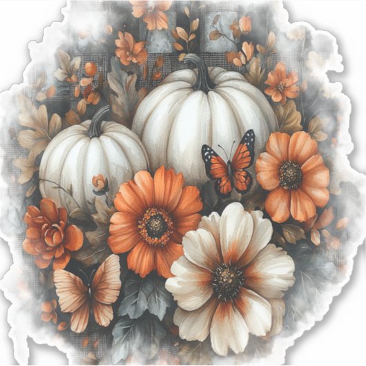 Butterflies Country Pumpkin Sticker (Voorkant)