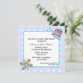 Butterflies Couple's Baby shower Invitation Kaart (Staand voorkant)