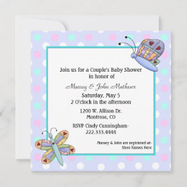 Butterflies Couple's Baby shower Invitation Kaart