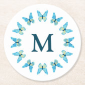 Butterflies Custom Colors Graphic Monogramming Ronde Kartonnen Onderzetter (Voorkant)