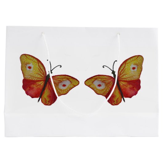 Butterflies Custom Gift Bag - Groot, glanzend Groot Cadeauzakje (Achterkant)