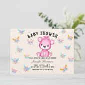 Butterflies & Cute Beer Baby shower Kaart (Staand voorkant)