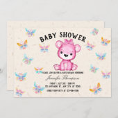 Butterflies & Cute Beer Baby shower Kaart (Voorkant / Achterkant)