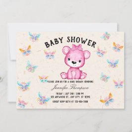 Butterflies & Cute Beer Baby shower Kaart