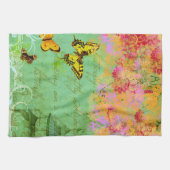 Butterflies dansen op een Breeze keukenhanddoek (Horizontaal)
