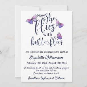 Butterflies Death Announement Funeral Arrangement Aankondiging