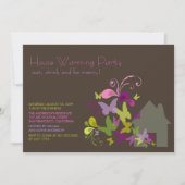 Butterflies & Deco Leaves House Warming Party Kaart (Voorkant)