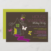 Butterflies Deco verliest de Holiday Party van de  Kaart (Voorkant / Achterkant)