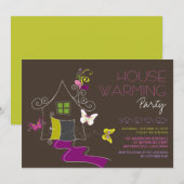 Butterflies Deco verliet House Warming Party Invit Kaart (Voorkant / Achterkant)