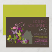 Butterflies Deco verliet House Warming Party Invit Kaart (Voorkant / Achterkant)
