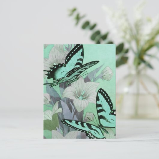  BUTTERFLIES DIE PIJNEN: ELEGANT AQUA BRIEFKAART (Staand voorkant)