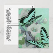  BUTTERFLIES DIE PIJNEN: ELEGANT AQUA BRIEFKAART (Voorkant / Achterkant)