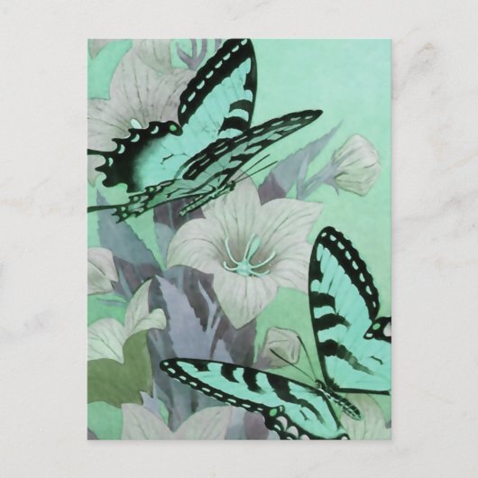  BUTTERFLIES DIE PIJNEN: ELEGANT AQUA BRIEFKAART (Voorkant)