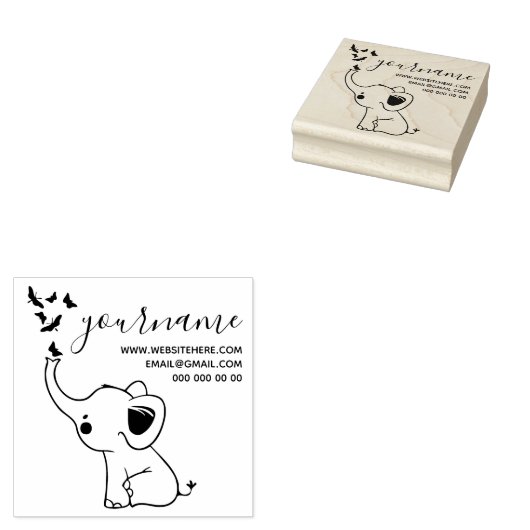 Butterflies die vanaf de neus van een olifant vlie rubberstempel (Gestempeld)