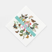  Butterflies DIY Monogram & Naam Blauwgroen/Wit Servet (Hoek)