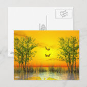 Butterflies door zonsondergang - 3D rendering Briefkaart (Voorkant / Achterkant)