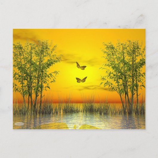 Butterflies door zonsondergang - 3D rendering Briefkaart (Voorkant)