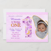 Butterflies Eerste Verjaardag Uitnodiging (Voorkant)