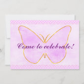 Butterflies Eerste Verjaardag Uitnodiging (Achterkant)