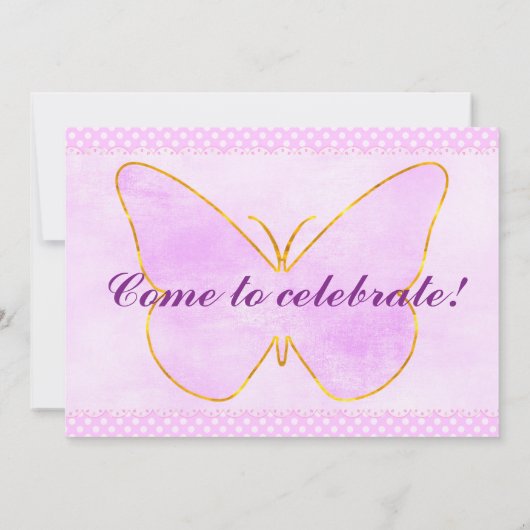Butterflies Eerste Verjaardag Uitnodiging (Achterkant)