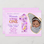 Butterflies Eerste Verjaardag Uitnodiging (Voorkant / Achterkant)