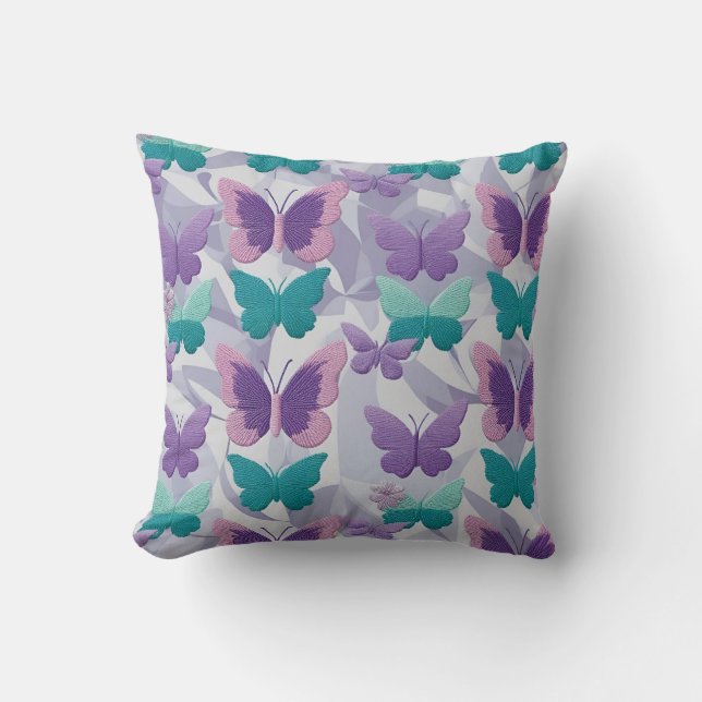 Butterflies Elegant Stof Stijl Patroon Kussen (Voorkant)